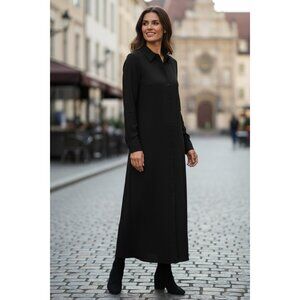 Madewell Women's 2 Button Front‎ Shirtdress Black Pockets NWT